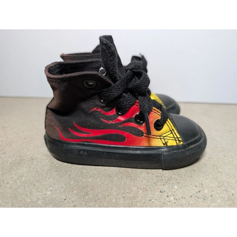 Converse Chuck Taylor All Star Hi Flames Fire Black Toddler Shoes Size 4T
